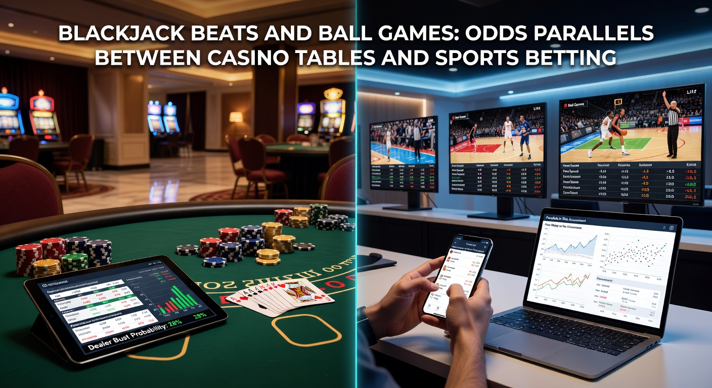 Grafiek met odds-curves voor blackjack handen en live balspel weddenschappen, illustrerend kansovereenkomsten