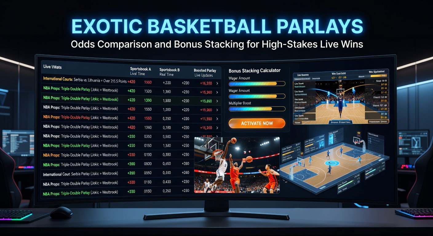 Grafiek met odds vergelijkingen en bonusstructuren voor basketball parlays tijdens live wedstrijden