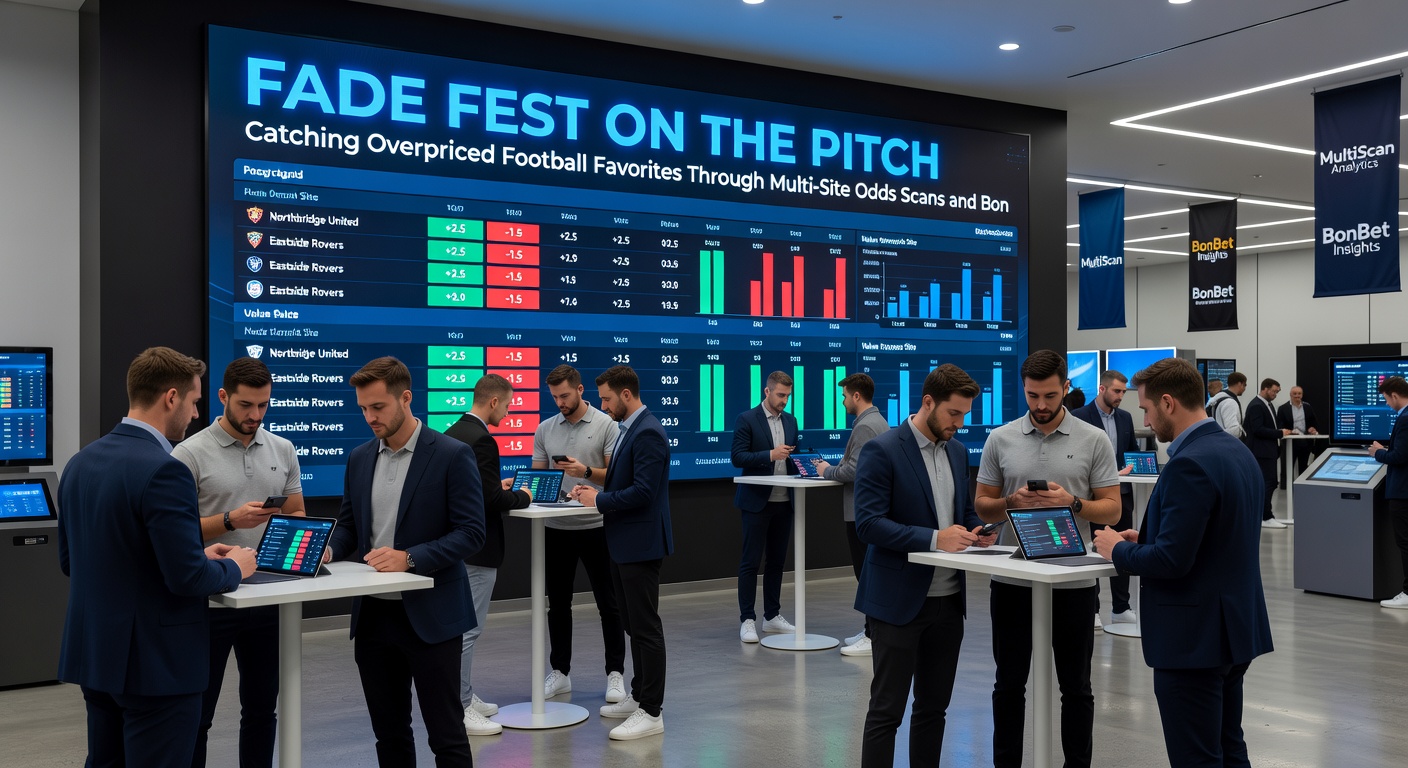 Grafiek met odds-curves van meerdere bookmakers tijdens een voetbalwedstrijd, highlightend discrepanties bij favorieten