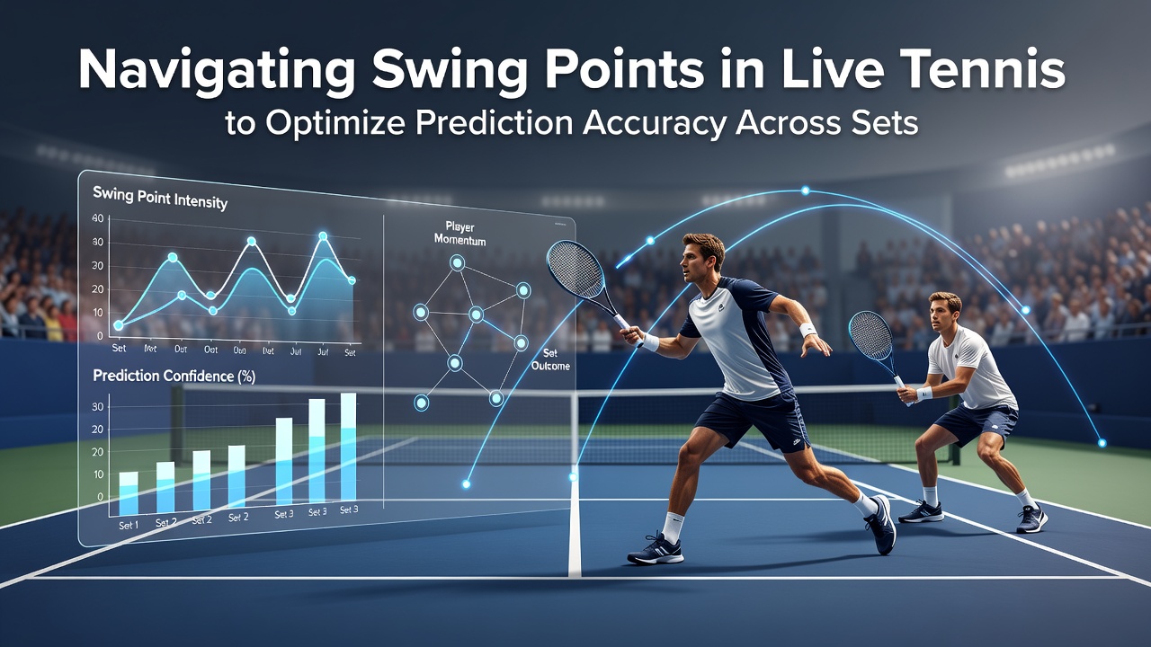 Visualisatie van swing points tijdens een live tenniswedstrijd met momentum indicatoren