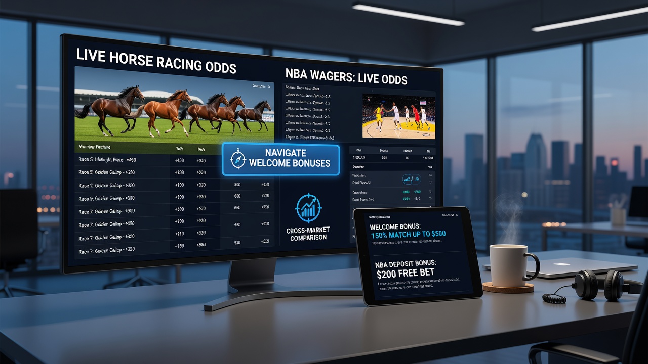 Live paardenrennen met odds vergelijking op scherm