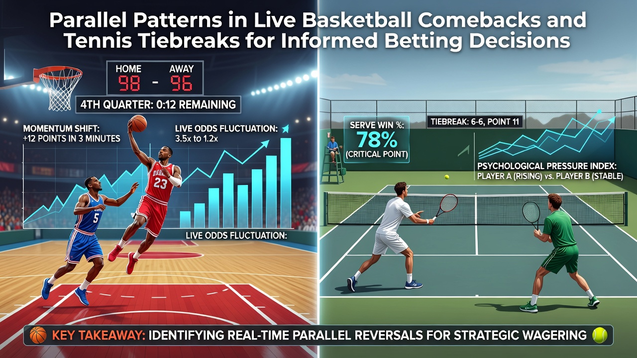 Grafiek met voorbeelden van parallelle momentumverschuivingen in basketbal en tennis