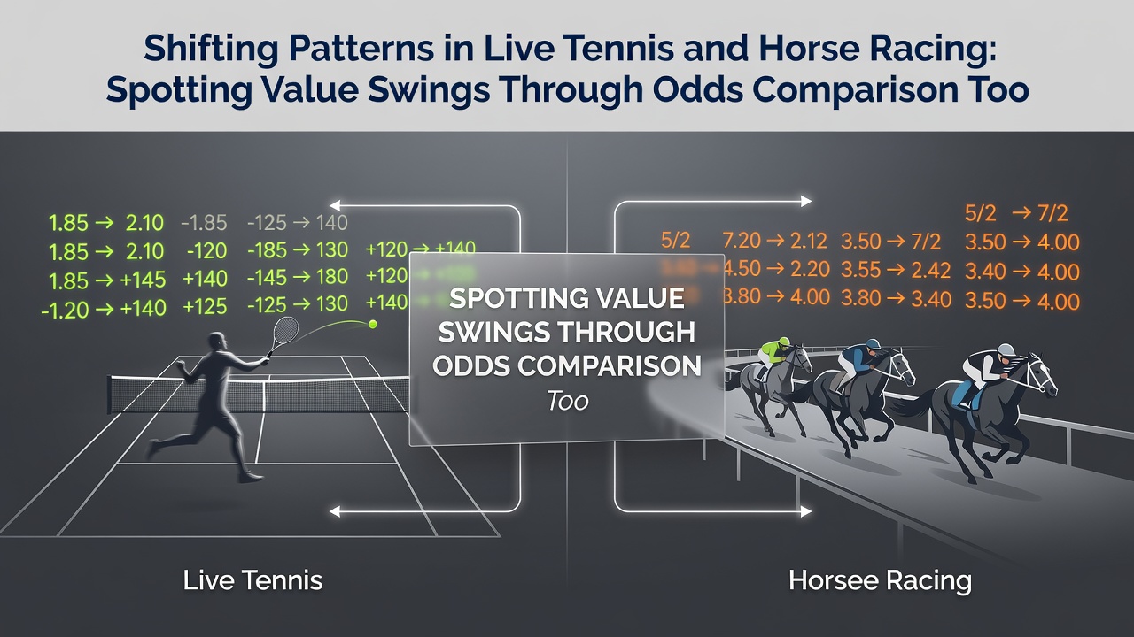 Grafieken van odds fluctuaties tijdens toernooitransities in tennis en paardenrennen