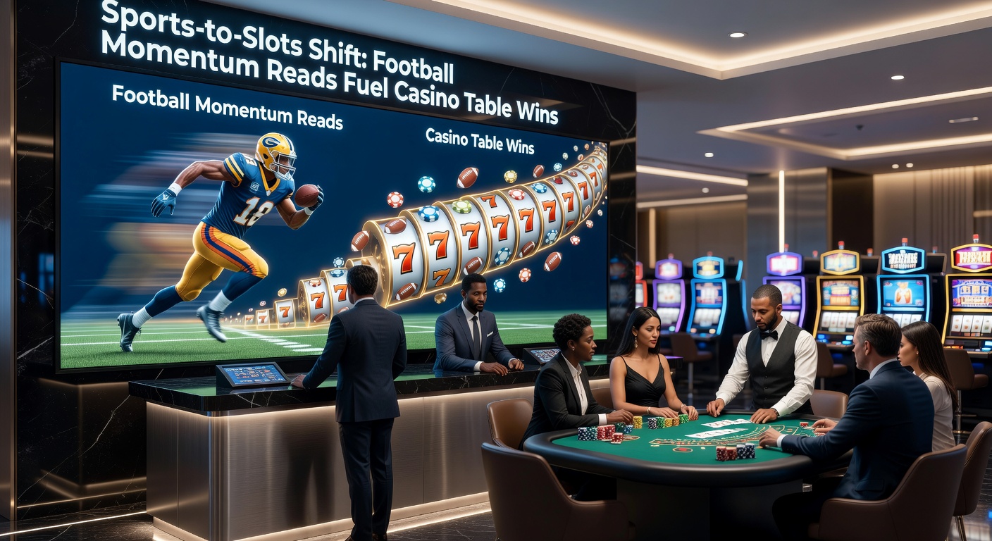 Casino tafel met roulettetafel in actie, naast een digitaal voetbalveld met momentum-indicatoren