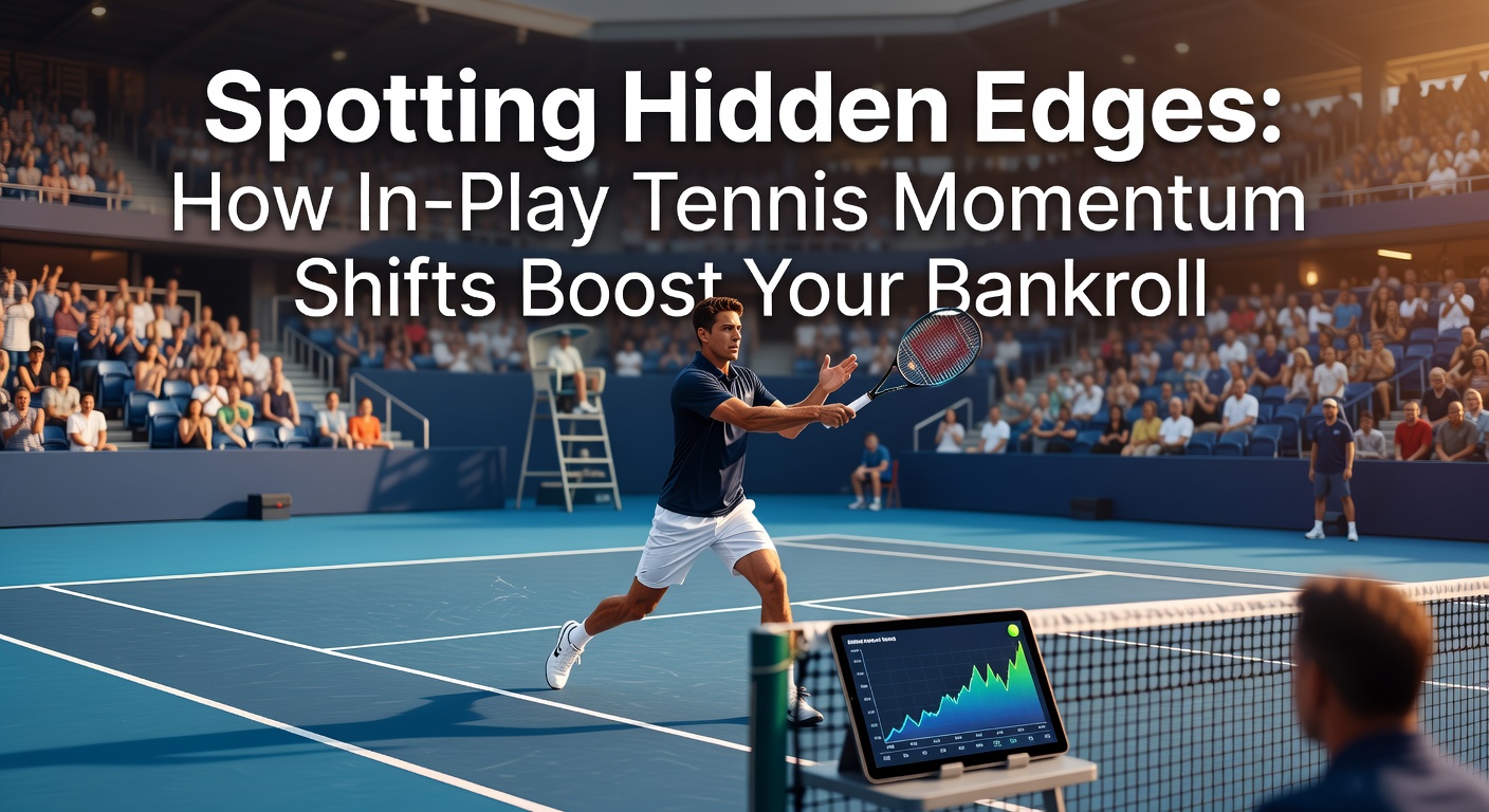Tennisspeler viert een break point tijdens een live wedstrijd, met focus op momentumshift