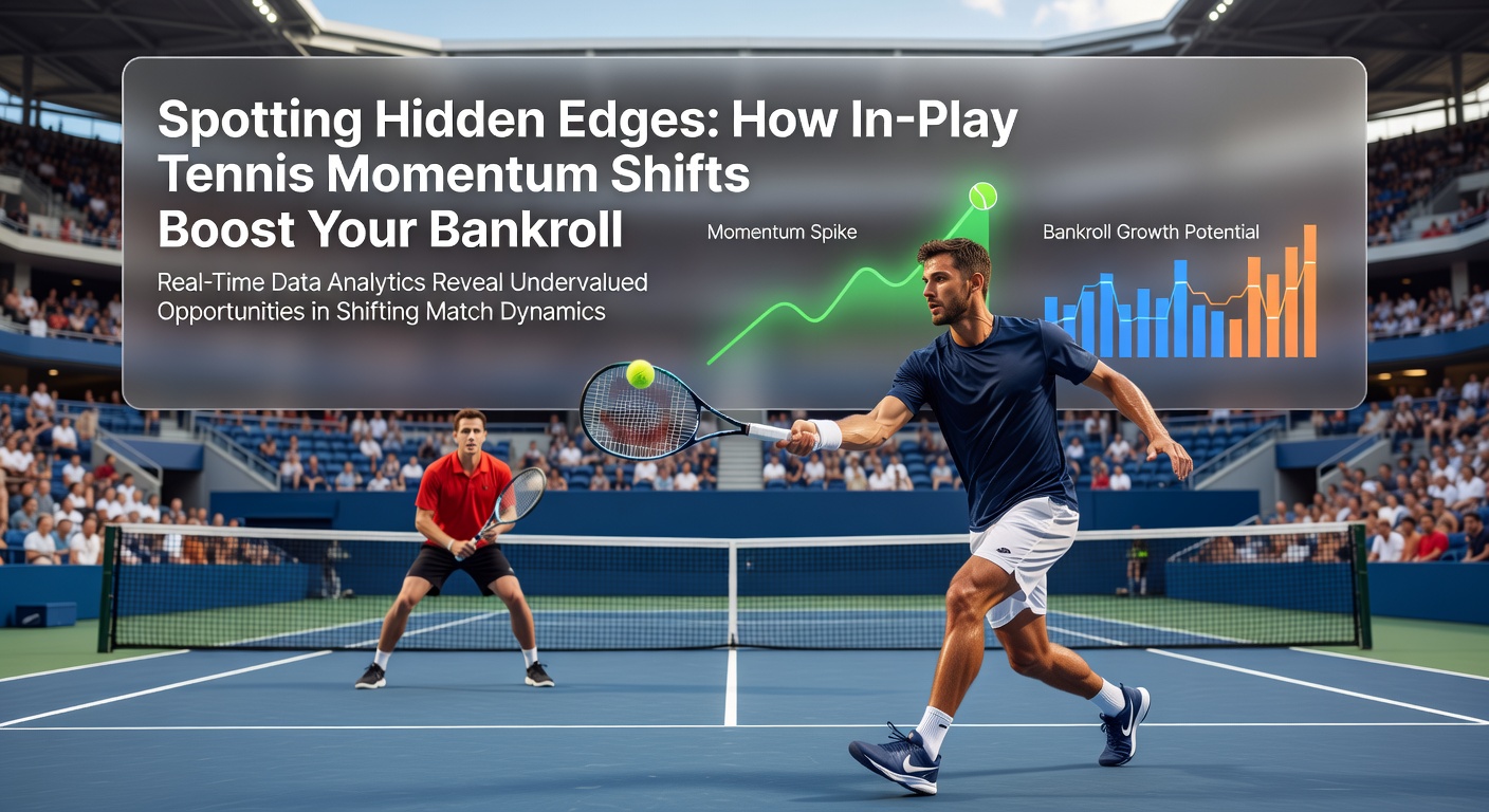 Grafiek met tennis momentum curves tijdens een in-play wedstrijd, illustrerend shifts in odds en prestaties