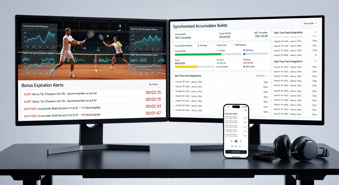 Real-time tennis data feeds en accumulator builds op een digitaal dashboard