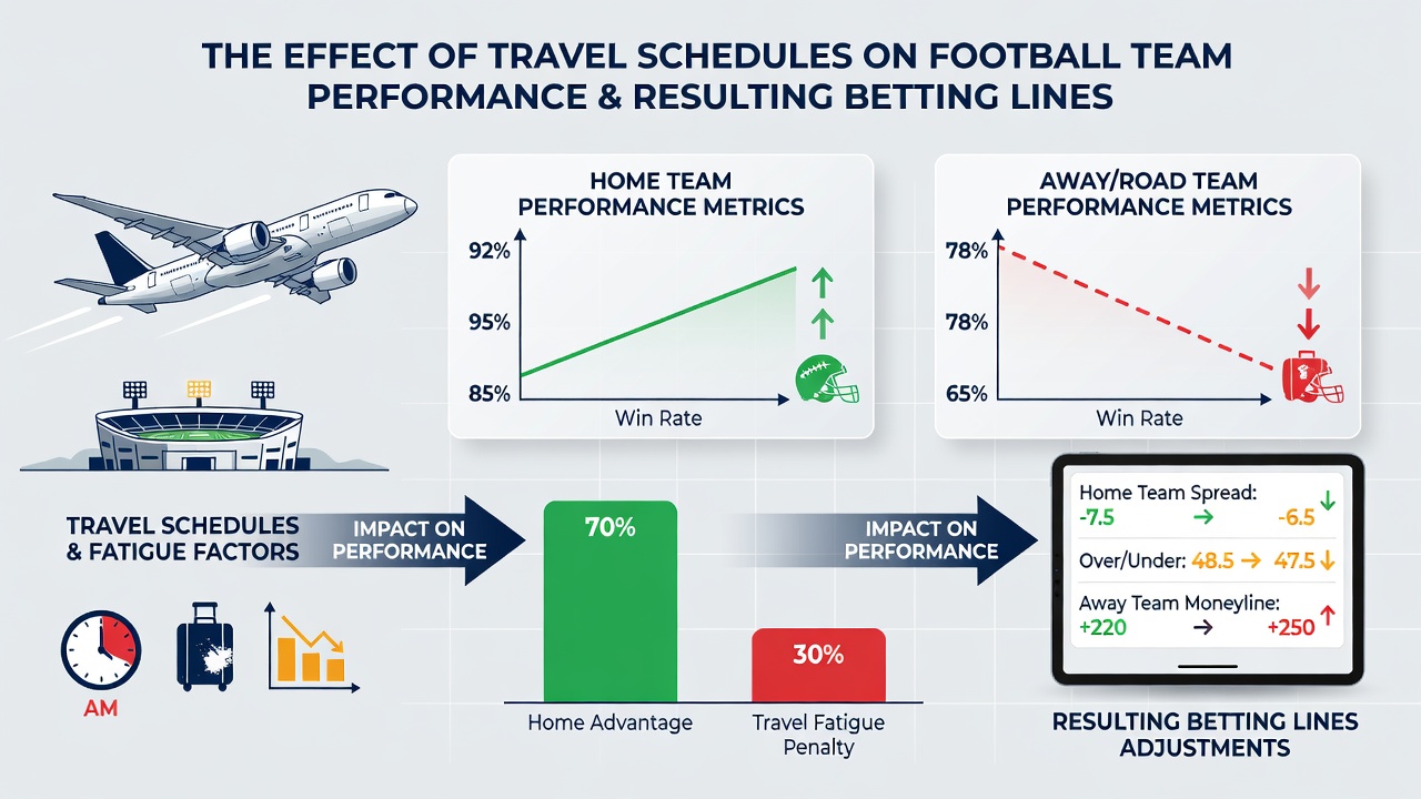 Statistische weergave van reisinvloeden op voetbalresultaten en betting lijnen