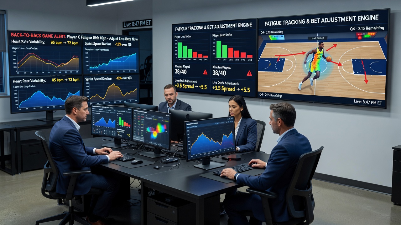 Live dashboard met hartslag- en bewegingsdata van basketballers tijdens back-to-back games