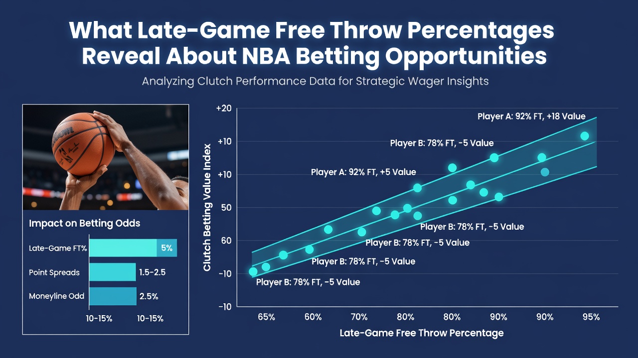 Statistieken en grafieken die late-game free throw percentages in NBA-wedstrijden visualiseren